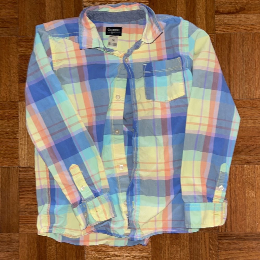 OshKosh B’Gosh summer plaid shirt long sleeve size 12